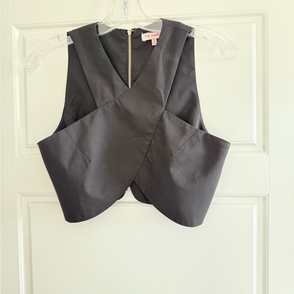 Black Criss Cross Crop Top, M
